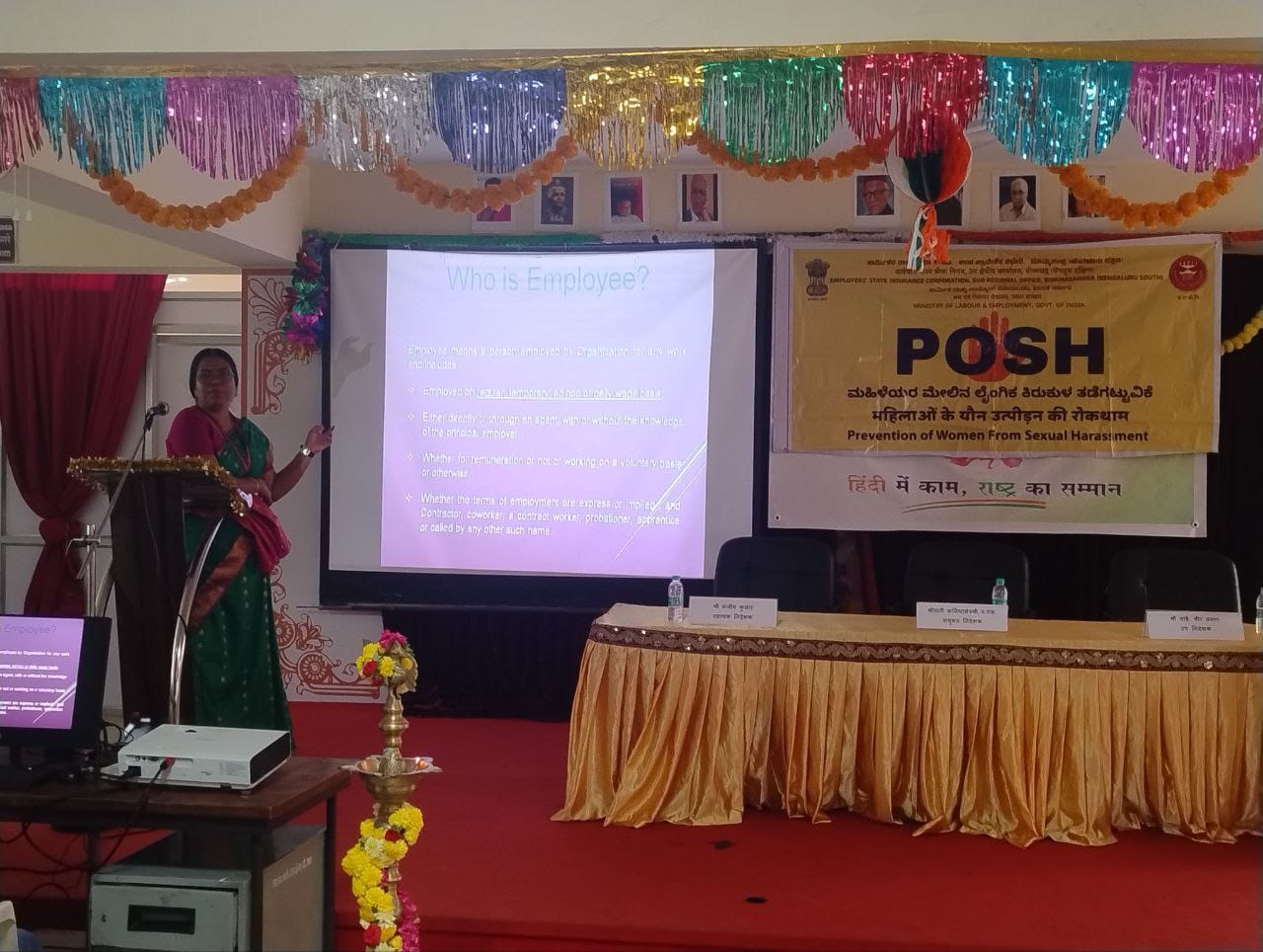 Smt. Kanitha Selvi A. S., Joint Director (In-charge), SRO Bommasandra, ESIC, chaired the Awareness Session on POSH held on 29.09.2025